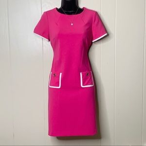 Tommy Hilfiger Scuba Crepe Pink White Mini Dress